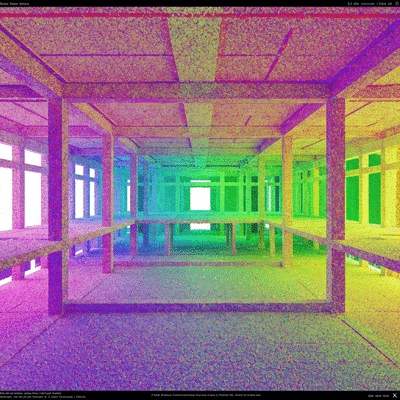 3D point cloud model of a building interior, showing intricate details and data points, no text, no words, no typography, clean image